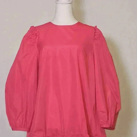 Cinq A Sept Jackie Puff Sleeve Ruffle Hem Pink Mini Dress SZ M - Picture 3 of 13